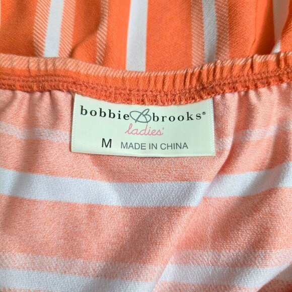 Bobbie Brooks Orange Striped V-Neck Mini Dress Sz M - Picture 5 of 6